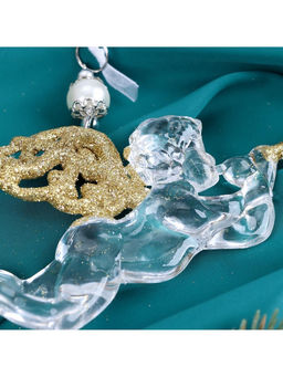 Цена за 2 шт. Ёлочная игрушка Зимнее волшебство. Ангел с трубой, 148 см, прозрачно-золотой фото 8