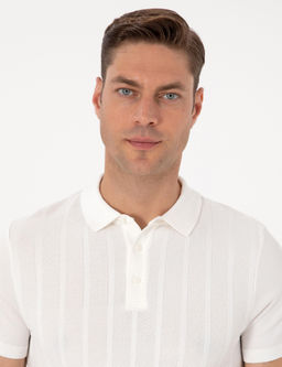 Ekru Slim Fit Polo Yaka D__meli Triko Ti__rt - Pierre cardin фото 2