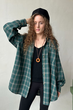 Рубашка женская HUG077/14/Зеленый, бежевый