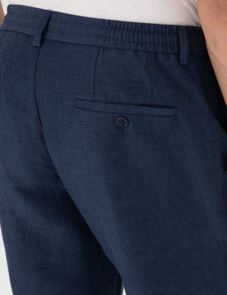 Lacivert Slim Fit Keten Kar___ml_ Pantolon