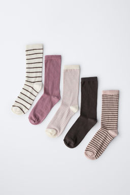 FIVE-PACK OF STRIPED LONG SOCKS