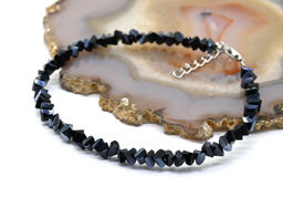 Браслет из циркона огранка 4мм цвет сине-черный, 18см