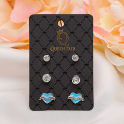 Пусеты 3 пары Сердце ангел, цвет МИКС - Queen fair фото 4