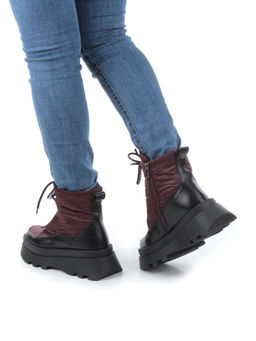 02-FAS16-4Z VINOUS/BLACK Дутики женские (искусственная кожа, плащевая ткань, шерсть) - Фабричный китай фото 3