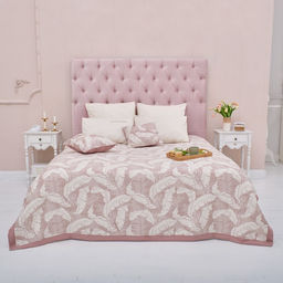 Покрывало хлопковое Этель Перья 180х2405 см, цвет бежевый, 100%хлопок, 300гр/м2