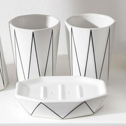 Аксессуары для ванной Локо, 4 предмета, дозатор для мыла 280 мл, мыльница, 2 стакана 250 мл, белые - Simaland фото 3