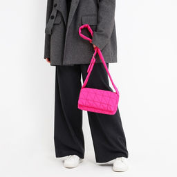 Сумка стеганная на плечо, 25*14 х 14*6 см см, отдел на молнии, цвет красный - Nazamok фото 3