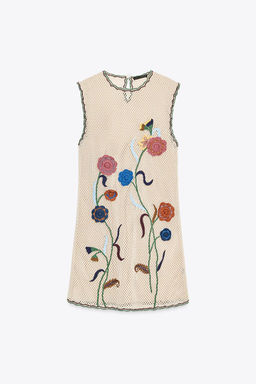 ZW COLLECTION FLORAL EMBROIDERED CROCHET DRESS - Zara фото 6