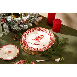 Тарелка новогодняя SL Home «Прекрасное время», постановочная, d=27 см, фарфор, белая, красная