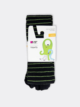 Цена за 3 пары! Колготы для девочек с махровой стопой черные в полоску - Mark formelle фото 4