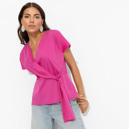 Блуза с декоративной драпировкой Откройся желаниям (фуксия) - Charutti фото 2