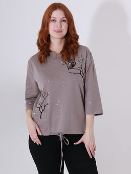 Блузка с вышивкой трикотажная