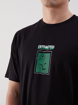 Bisiklet Yaka K?sa Kollu Bask?l? Penye Erkek Ti??rt