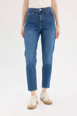 Lina Comfort Mom Normal Bel Duz Paca Jean Kar Y?kamal? Pantolon