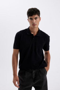 New Regular Fit K?sa Kollu Pike Basic Duz Polo Tisort