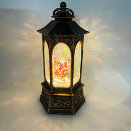 Новогодний декор Фонарь стекло - Дед Мороз в санях 26 см (арт. 8894A) - Ип лебедев о.ю фото 2