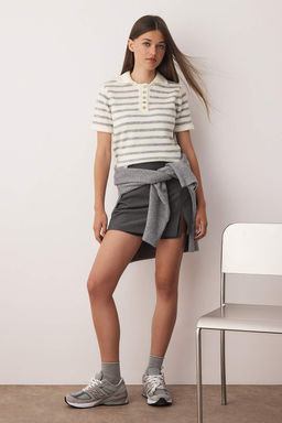 Ekru Yumusak Dokulu Cizgili Triko Kazak TWOAW26KZ00145 - Trendyolmilla фото 2