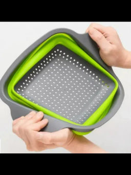 Дуршлаг-сито силиконовый складной прямоуголный 22см ID8834 - Мхт фото 9