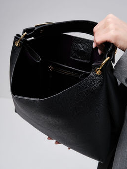 Сумка кожаная Deboro 30994 черный фиолет