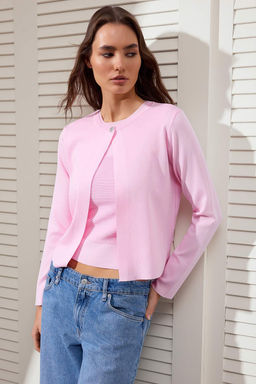 Pembe Kabar?k Cizgi Detayl? H?rka-Bluz Triko H?rka TWOSS26HI00002 - Trendyolmilla фото 4