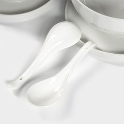 Набор посуды для рамена Доляна, 8 предметов: миска 1.6 л, тарелка d=20 см, 2 ложки, 2 пары палочек, фарфор, белый