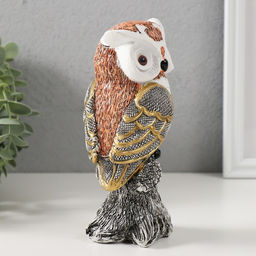 Фигурка полистоун «Мудрая сова Мадлен», белая с золотом, 15×7.5×8 см