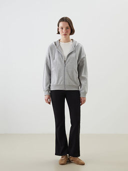 Kap??onlu Oversize Kad?n Fermuarl? Sweatshirt