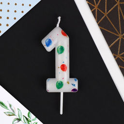 Свеча в торт цифра «1», с шарами