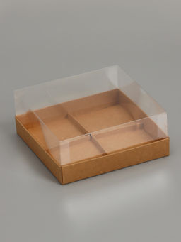 Цена за 3 шт. Коробка для муссовых пирожных 4 штуки, 17×17×6 см, крафт