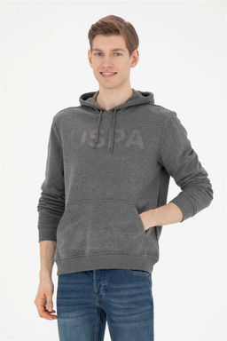 Свитшот мужской U. S. Polo Assn базовый антрацитовый меланж из хлопка