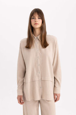 Муслиновая рубашка-туника с длинными рукавами Relax Fit - Defacto фото 3