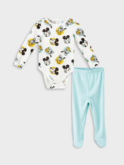 Mickey Mouse Bask?l? Erkek Bebek ??t??tl? Body ve Pantolon 2li
