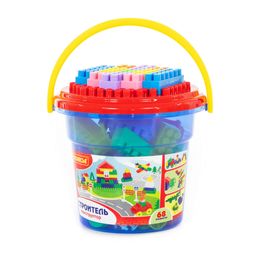Конструктор Строитель (68 элементов) (в ведре Макси с крышкой) - Полесье фото 2