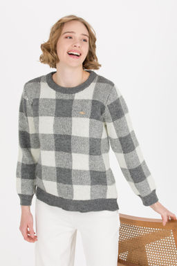 U. S. Polo Assn Женский серый меланжевый свитер с круглым вырезом - U.s. polo assn фото 3