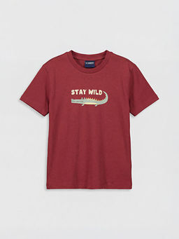 Bisiklet Yaka Bask?l? Erkek ?ocuk Ti??rt