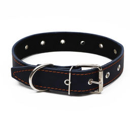 Ошейник кожаный на синтепоне, безразмерный, 71 х 3,5 см, ОШ 29-62 см, синий - Пижон фото 2