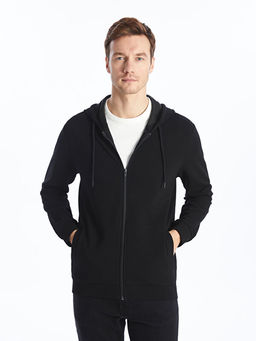 Kap??onlu Uzun Kollu Erkek Fermuarl? Sweatshirt
