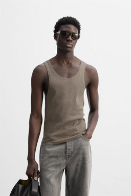 COTTON - HEMP RIBBED TANK TOP - Zara фото 2