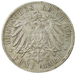 5 марок 1907 года J Гамбург (Германия)