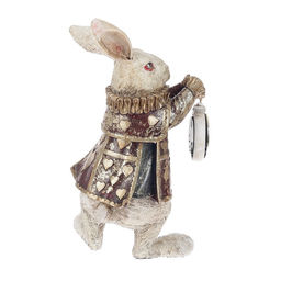 Фигурка-часы настольные полистоун «Белый кролик в камзоле», 25×10×13.5 см