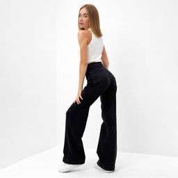 Джинсы женские палаццо MINAKU SLIM FIT, размер 48 (рост 168 см), чёрные