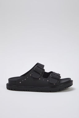 Trendyol Shoes Siyah Rivetli Cift Tokal? Duz Kad?n Terlik TAKSS25TE00004 - Trendyolmilla фото 7