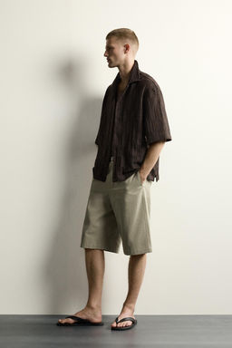 CAMISA RELAXED FIT ESTRUCTURA CALADA / Marr?n - Zara фото 4
