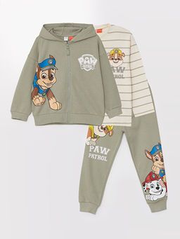 Bisiklet Yaka Paw Patrol Bask?l? Erkek Bebek 3l? Tak?m