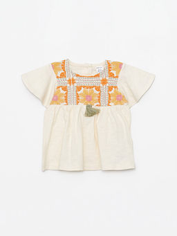 Bisiklet Yaka K?sa Kollu ?i?ekli K?z Bebek Bluz ve Tayt 2li Tak?m - Waikiki фото 2