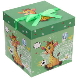 Коробка подарочная "Зверята" 22*22*22 см, микс
