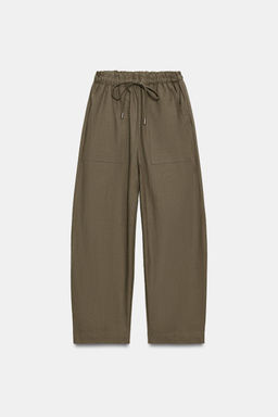 PANTAL?N TAPERED CINTURA EL?STICA / Khaki - Zara фото 8