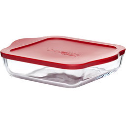 Боркам (Borcam) Форма стеклянная жаропрочная 3,2л, 28х28х11см, квадратная, пластмассовая крышка, цветная коробка, Pasabahce (Турция)