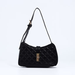 Сумка женская багет на молнии, 22×7×12 см, чёрная