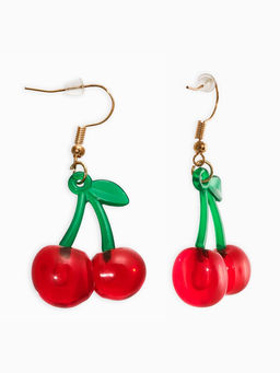 Цена за 2 шт. Серьги пластик "Вишня", на петельке. цветные в золоте